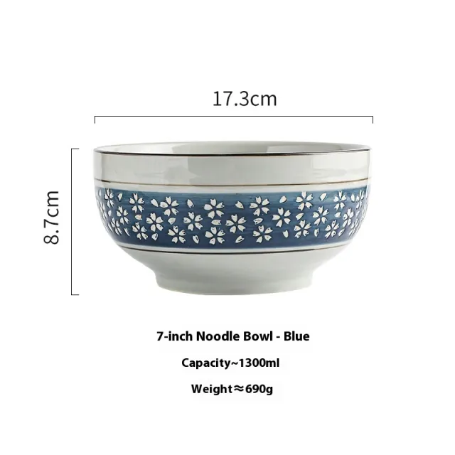 Underglaze Color Noodle Bowl Ceramic Thickened Big Soup Bowl Blue - Shop at LoveMi