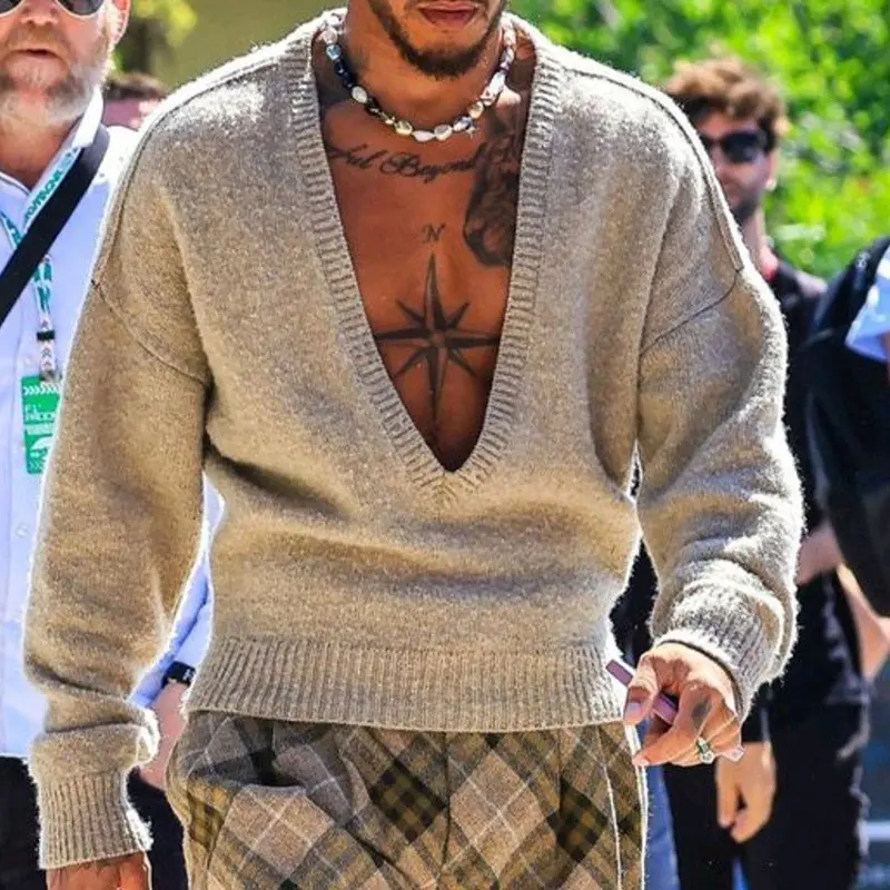 Casual Oversized V-neck Fashionable And Sexy Knitted
