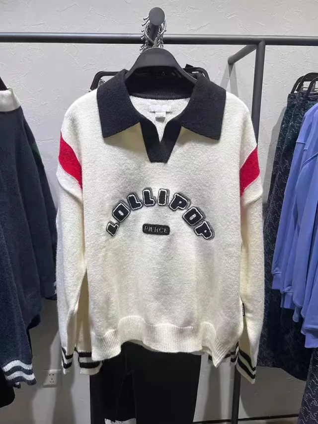 Sweater Comfort And Casual V collar Preppy Style Ivory White - Shop at LoveMi