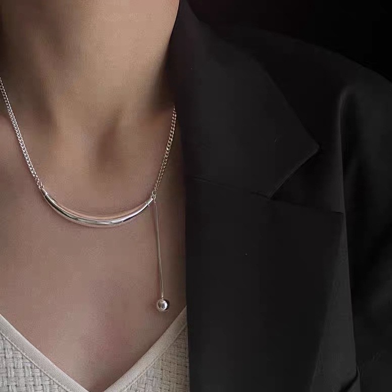 Trendy Geometric Curved Titanium Steel Necklace