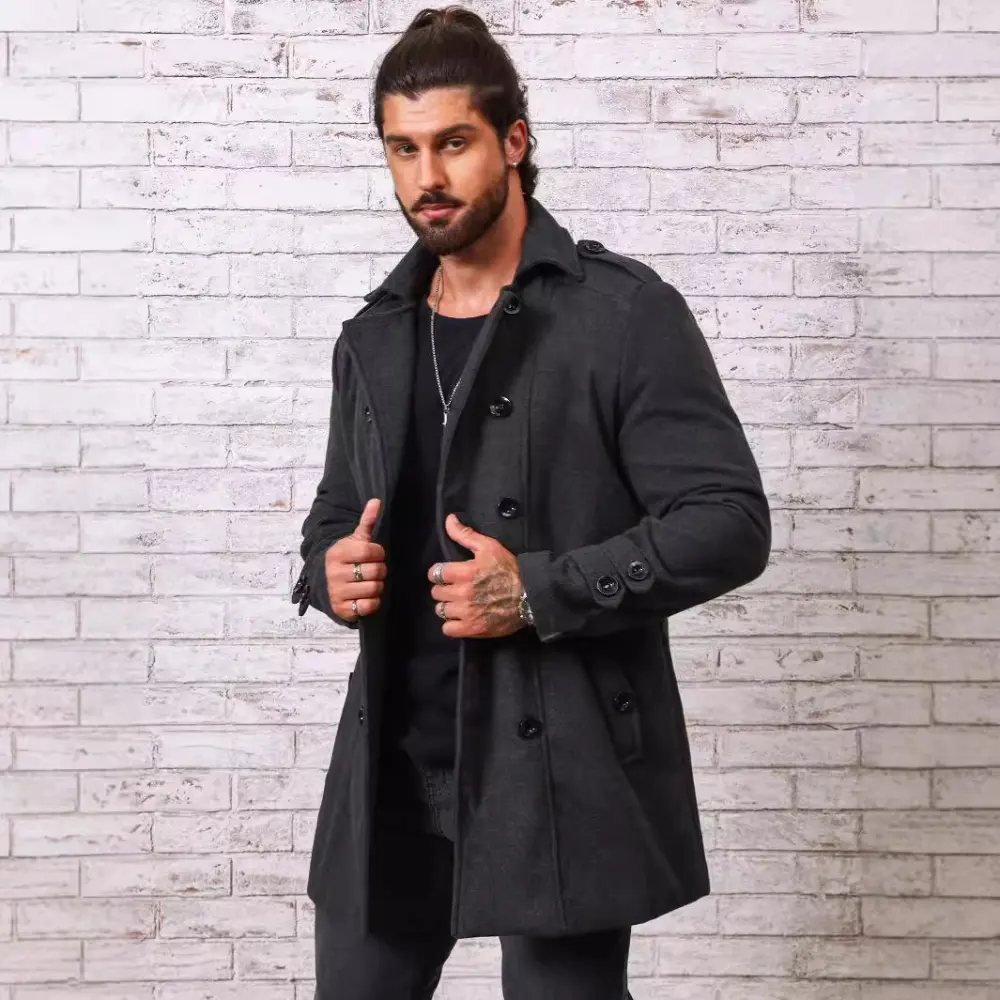 Autumn and Winter Jacket Fashionable Solid Color Woolen