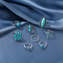 Vintage Boho Turquoise Floral Twist 8-piece Set - Sku8232 - View 1