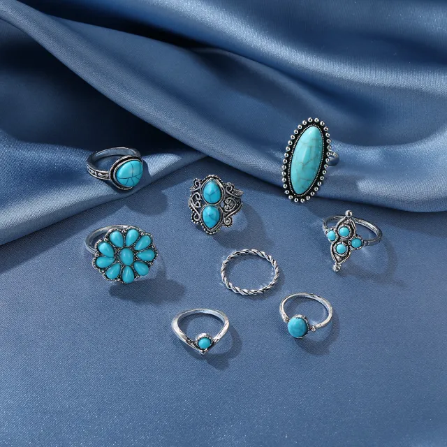 Vintage Boho Turquoise Floral Twist 8 piece Set Sku8232 - Shop at LoveMi