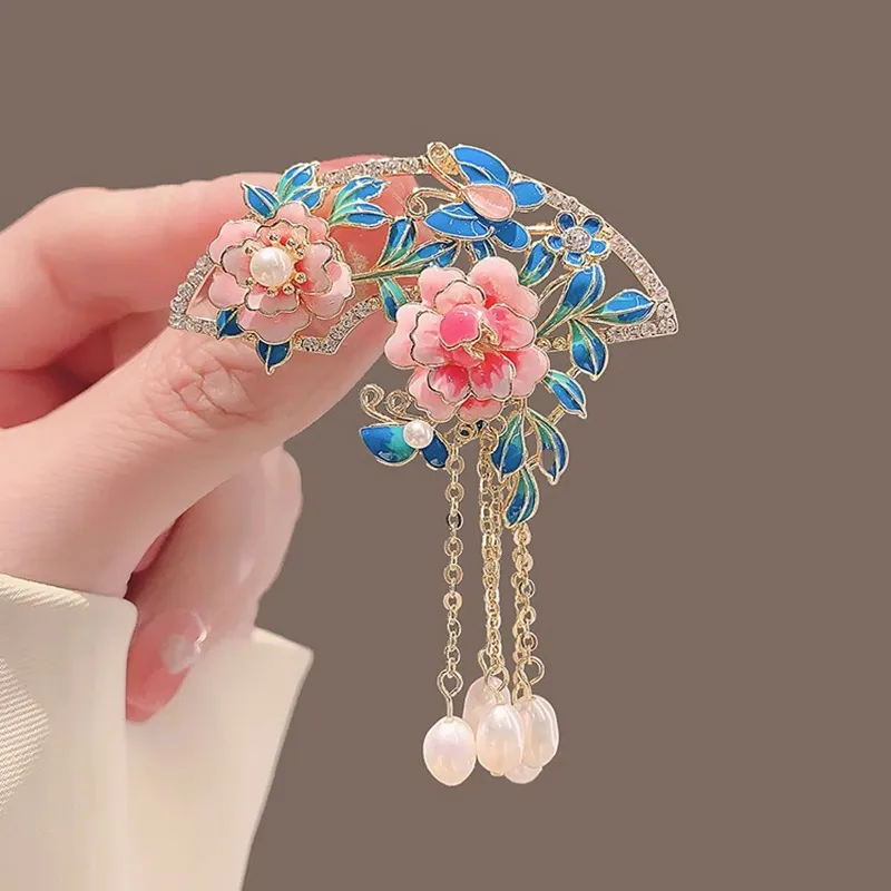 Silk Flower Peony Flower Brooch Vintage Hairpin - Peony Flower Brooch