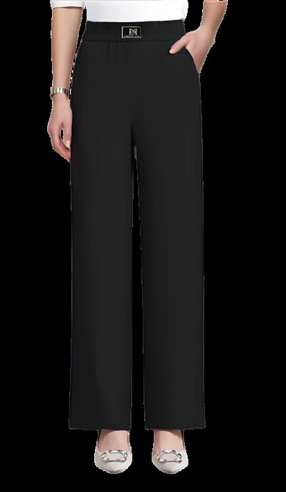 Womens Casual Wide-leg Straight Pants With A Colorful Elastic Waist