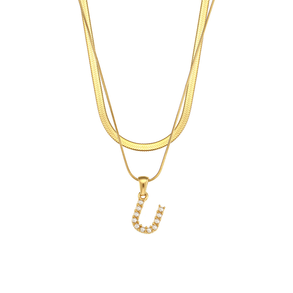 Women's Double-layer Chain Pearl Pendant Necklace