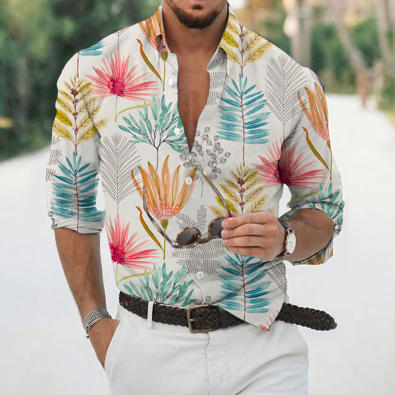 Men's Fashion Printed Cardigan Long-Sleeve Shirt