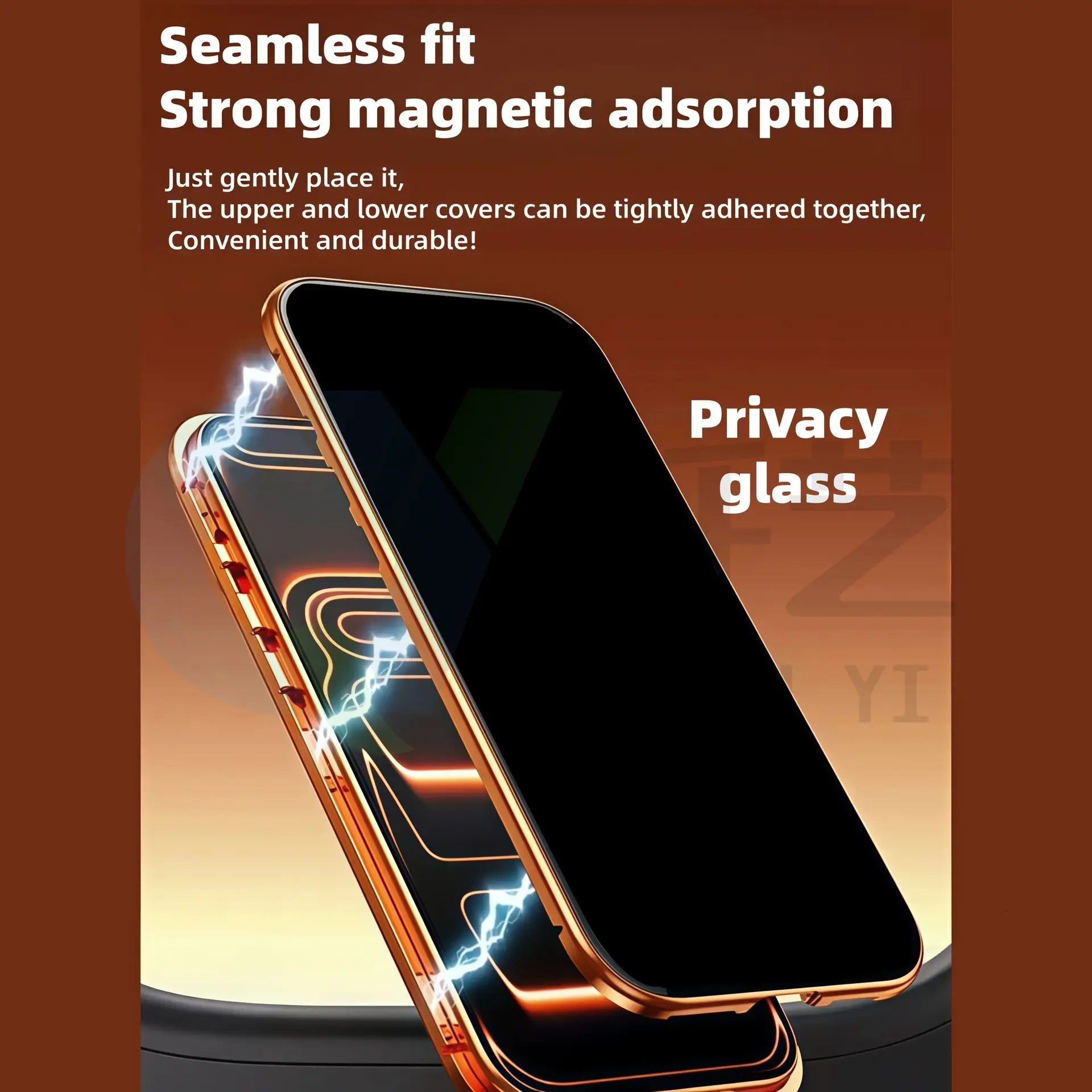 Magneto Phone Case With Double-sided Glass, Anti-peep, Full Coverage
