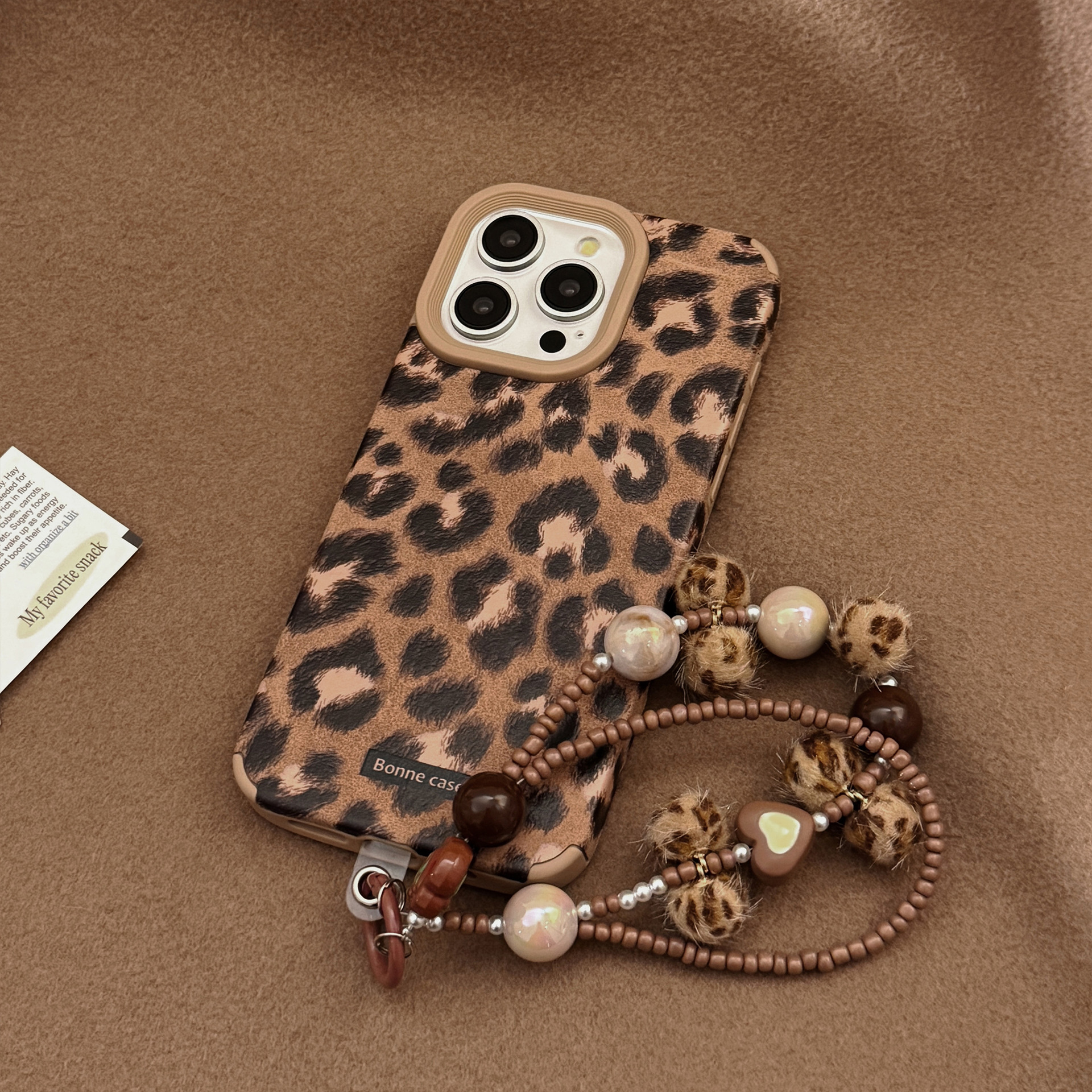 European And American Leopard-Print Plush Lanyard Phone Case Suede Vintage Style