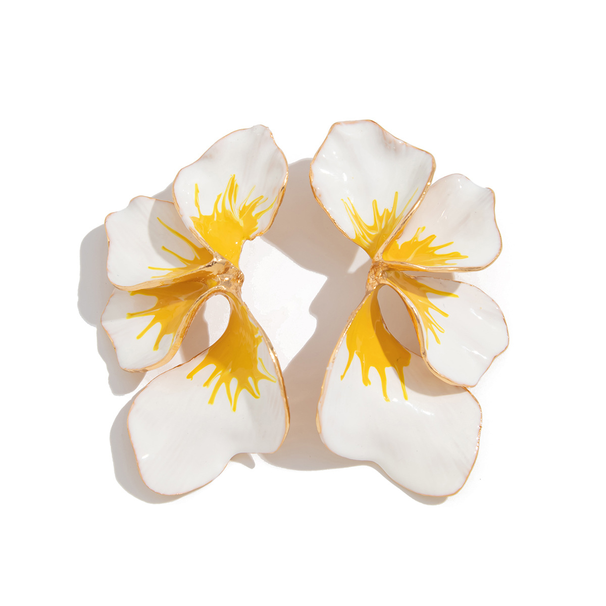Irregular Petal Stud Earrings For Women Pastoral Colorful Flower Design