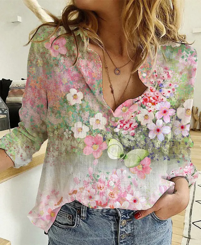 Women's Fashionable Simple Printed Long sleeved Shirt Rt2329001 4Xl - Shop at LoveMi