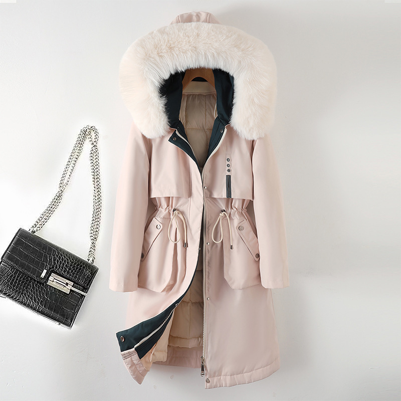 Fashionable Women's Mid length Cotton padded Coat Beige - Shop at LoveMi