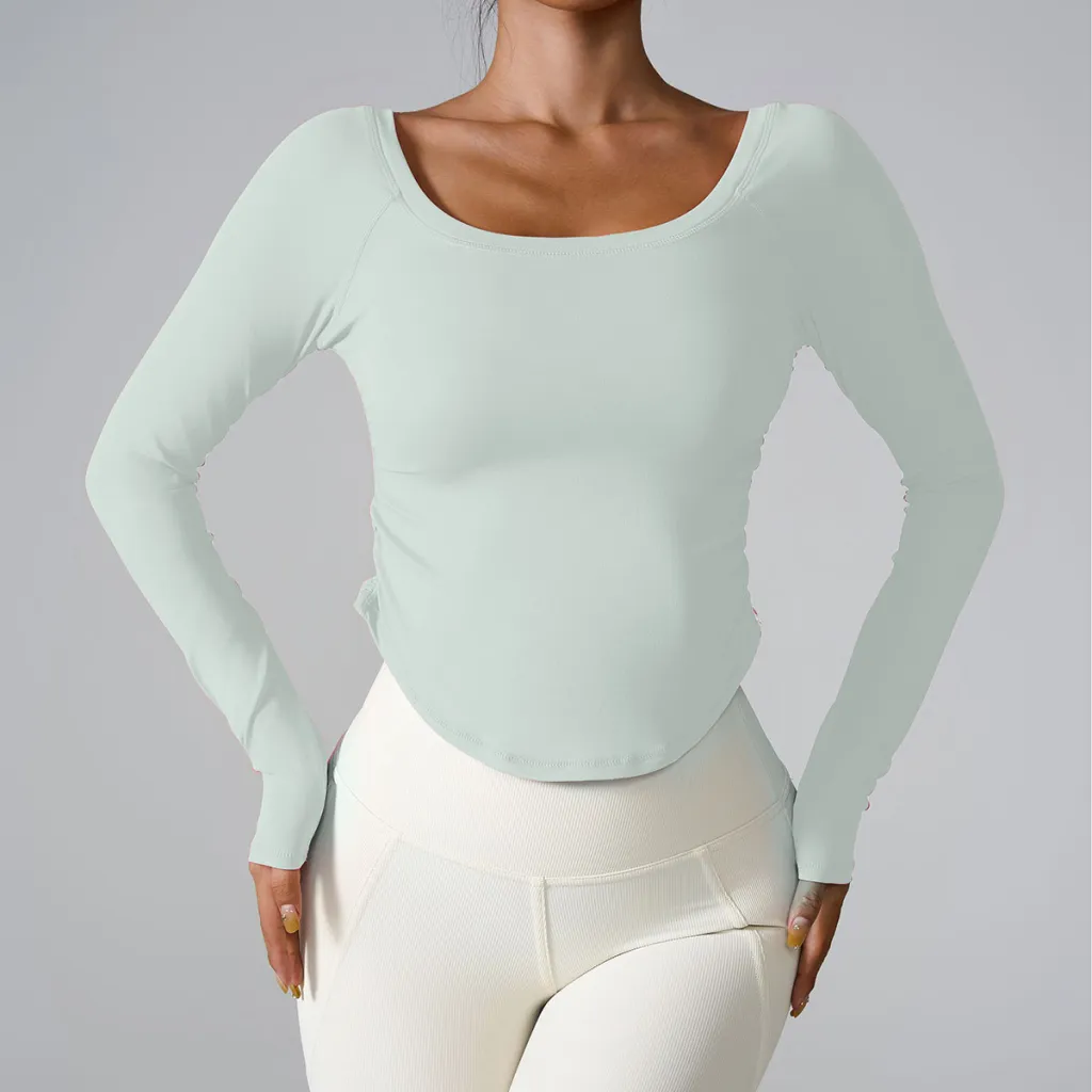 Sports Long Sleeve Skinny Yoga Clothes Women - Water Green
