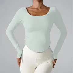 Sports Long Sleeve Skinny Yoga Clothes Women - Water Green - View 1