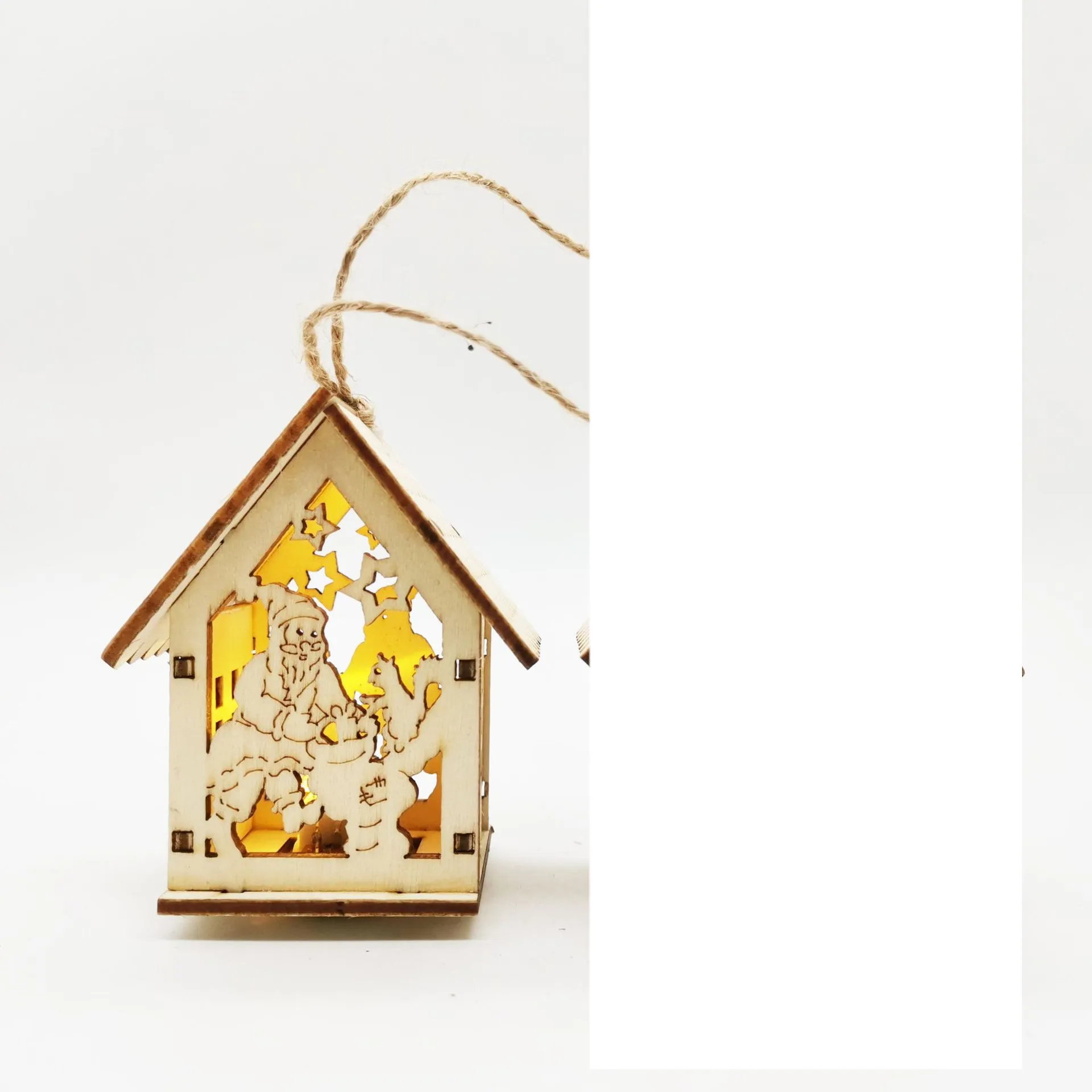 Christmas Wooden Craftwork Christmas Small House Decorations – image 5