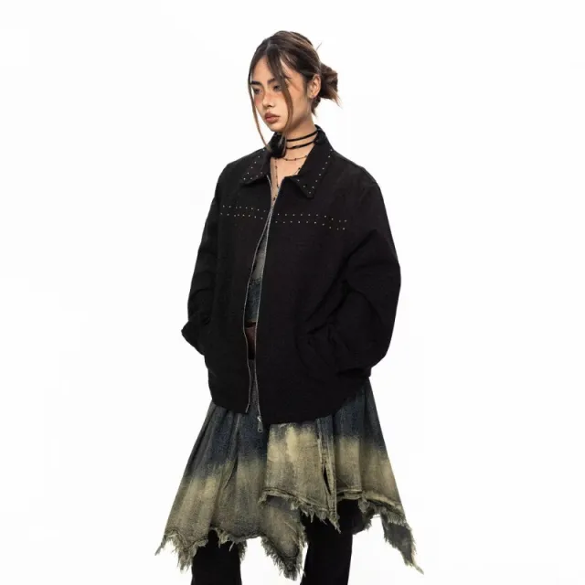 Decorative Rivets Female Trendy All match Jacket Black - Shop at LoveMi