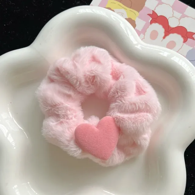 Flocking Love Plush Large Intestine Hair Ring Pink Hair Band - Shop at LoveMi