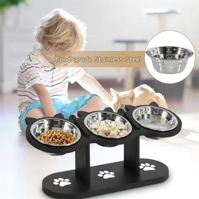 Vertical Pet Feeder Adjustable Wooden Dining Table
