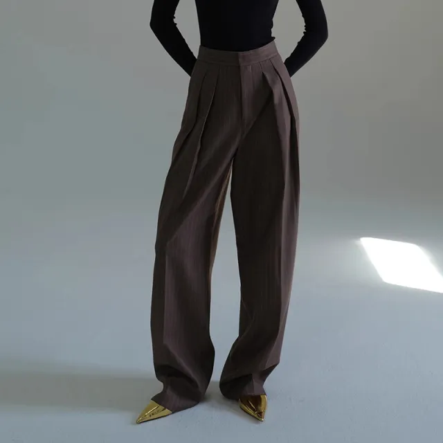 All matching Striped Suit Pants For Women Autumn And Winter Brown - Shop at LoveMi