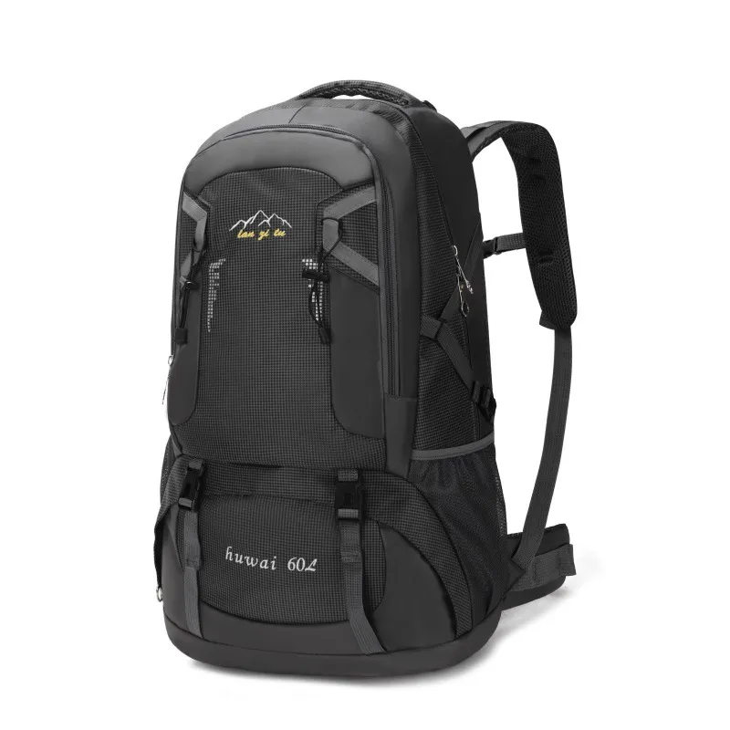 60L Large Capacity Backpack Men's Outdoor Hiking Leisure Travel Bag - Black
