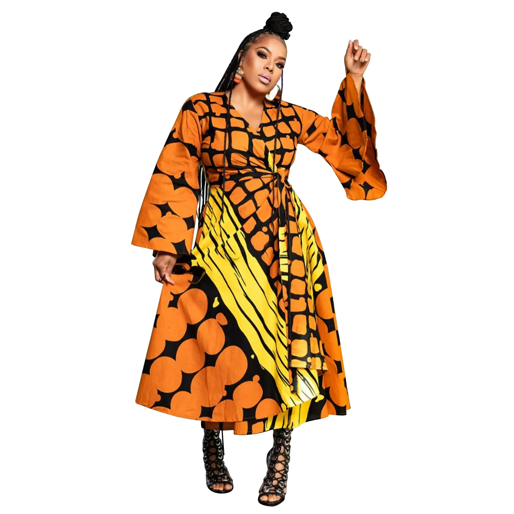 Plus Size African Women's Wear Autumn New Strap Asymmetric Skirt