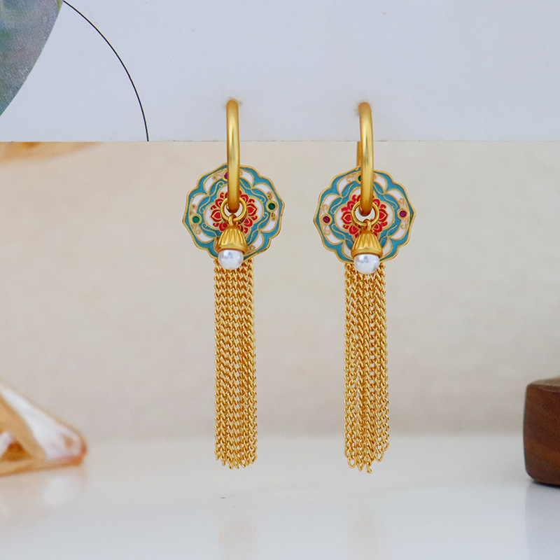 New Chinese Style Colorful Oil Necklace Flower Handmade Beaded Necklace