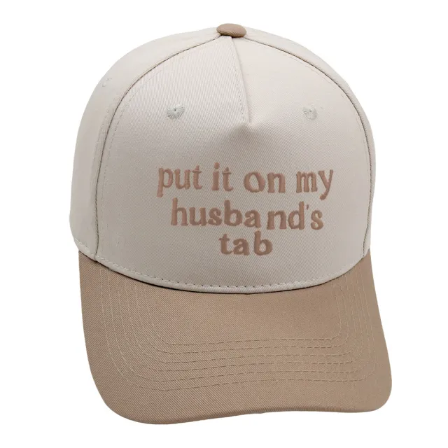 Put It On My Husbands Tab Trucker Embroidery Color Matching Baseball Cap Khaki - Shop at LoveMi