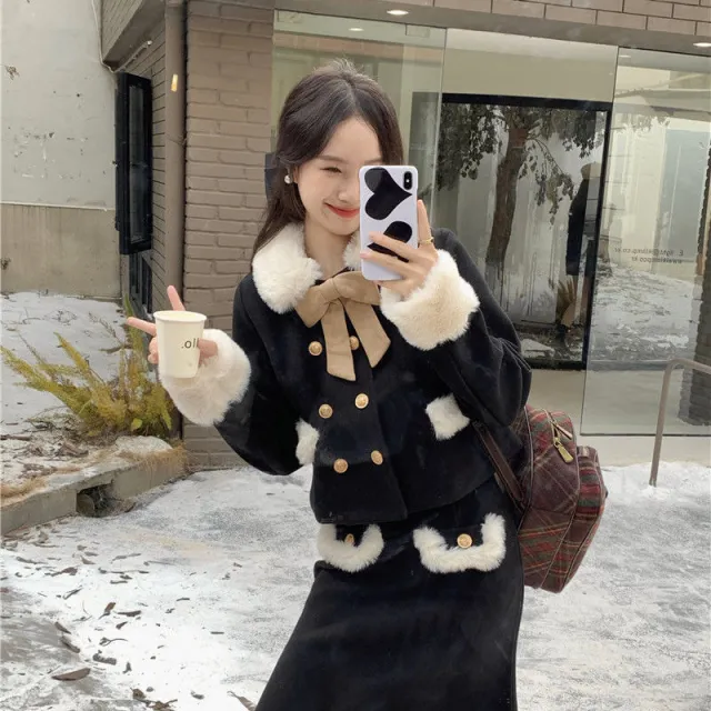 Women's Quilted Thick Woolen Coat Skirt Top M - Shop at LoveMi
