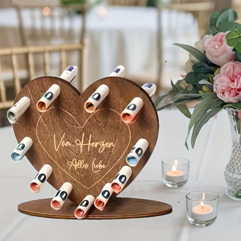A Classic Heart-shaped Wooden Gift Box Also Perfect As A Desk Decoration