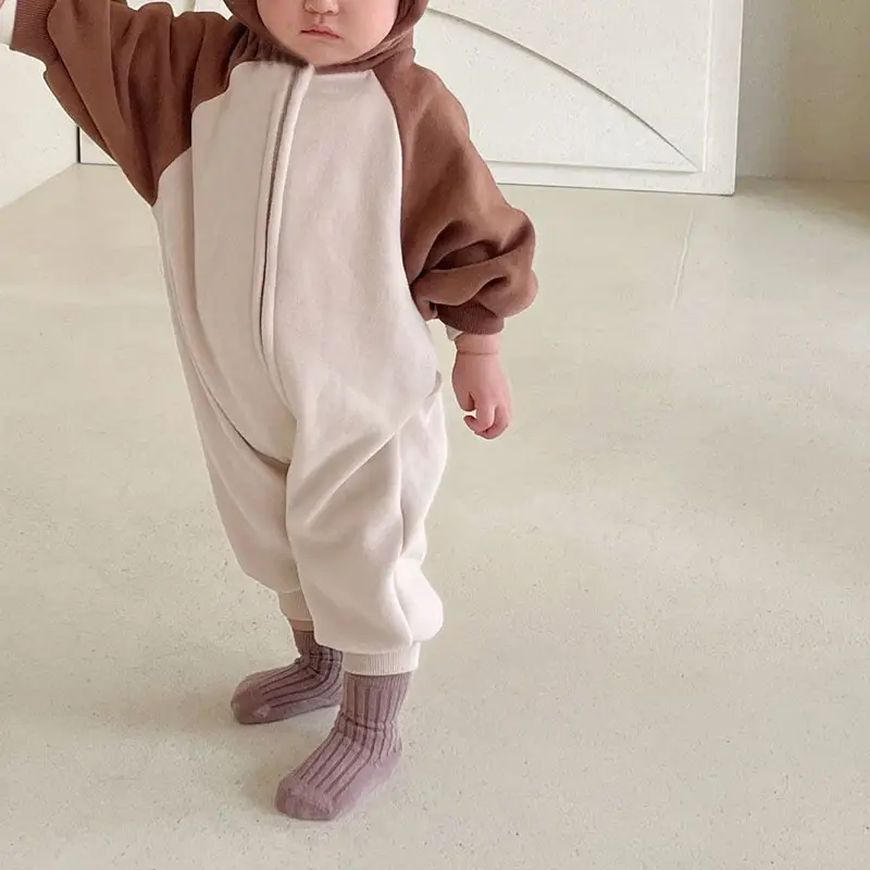 Baby Jumpsuit Zipper Hooded Fleece Sweater