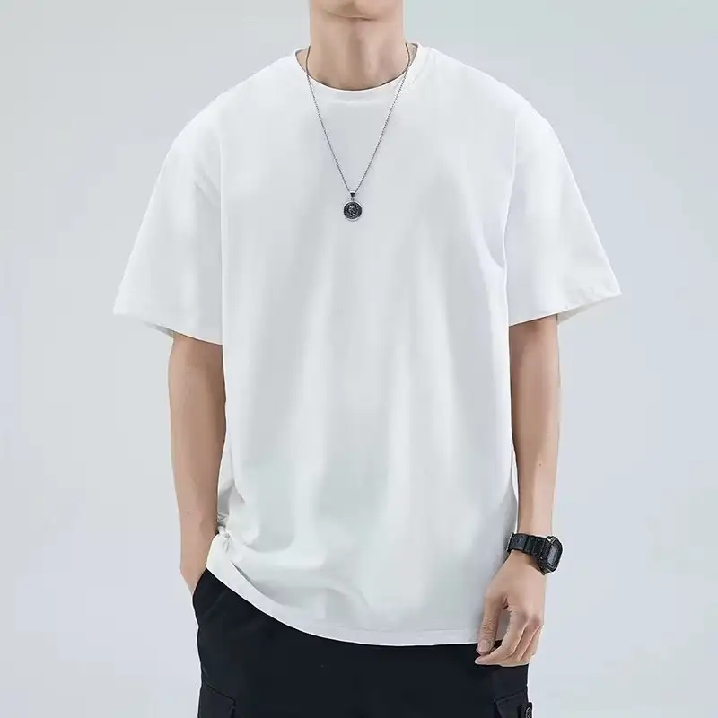 Mens Loose Simple Versatile Solid-color Top
