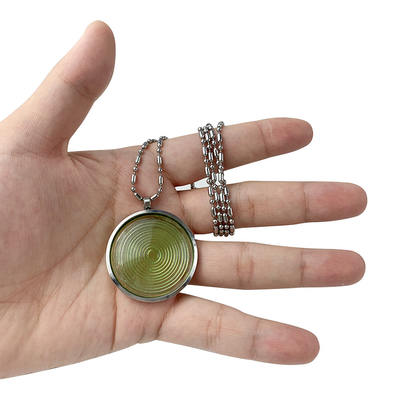 Glass Necklace Pendant CD Pendant Stainless Steel Ring