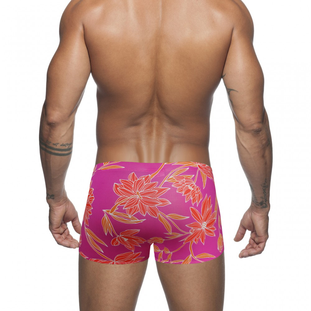 Title 4, Mens Boxer Nylon Low Waist Print Swim Shorts Cup