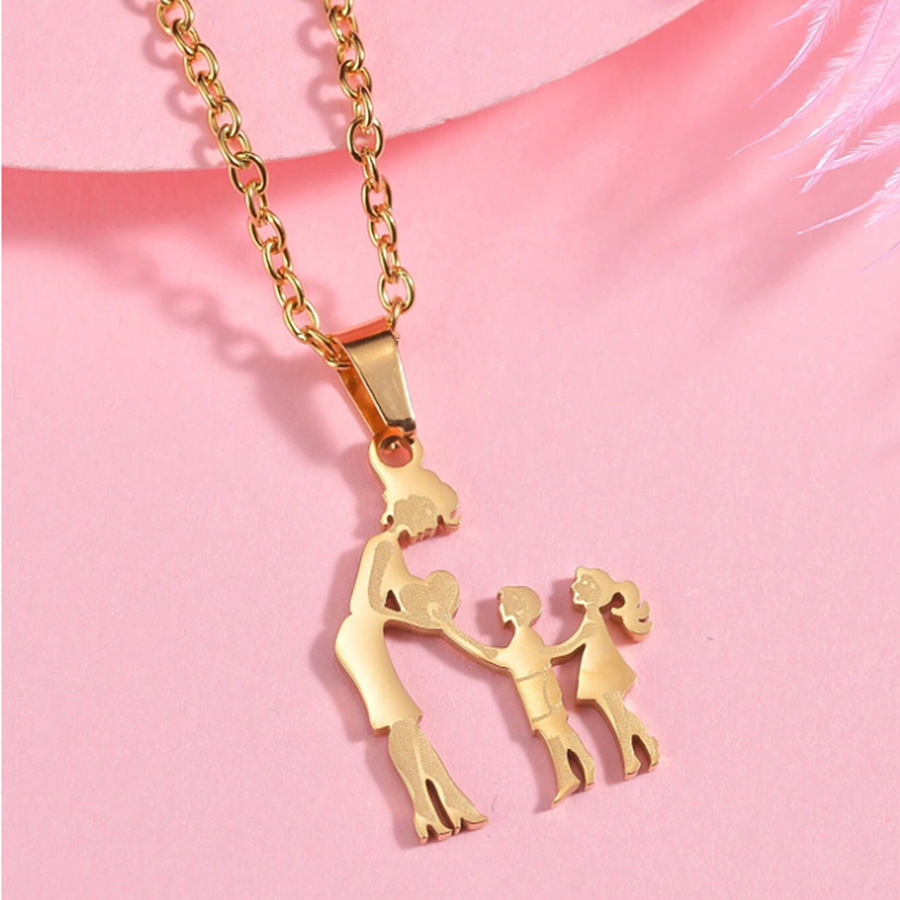 Warm Family Silhouette Family Necklace Stainless Steel Pendant Ornament