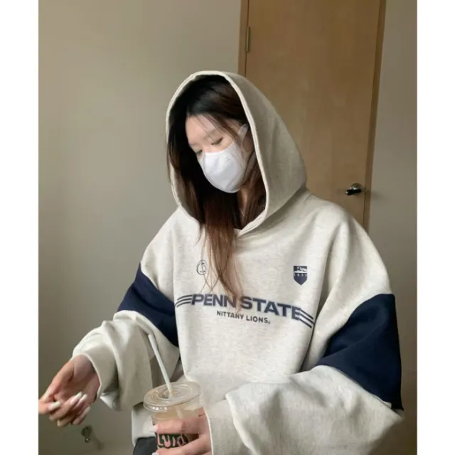 Design Sense Autumn Idle Style Hooded Pullover Women Gray - Shop at LoveMi