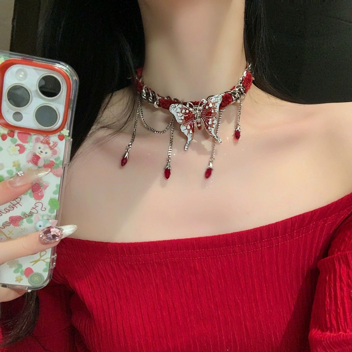 Red Butterfly Collar Niche Personality Necklace