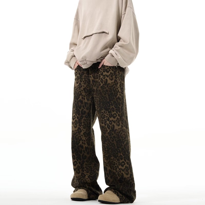 Men's Fashion Loose Retro Leopard Jeans