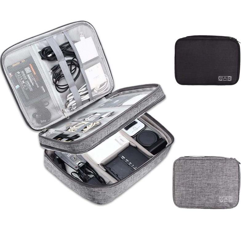 Three-layer Cable Organizer Bag Multi-functional And Waterproof Oxford Fabric