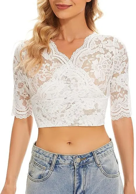 Popular Base Lace Small Shirt Top White - Shop at LoveMi
