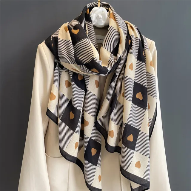 Chessboard Plaid Scarf Cotton And Linen High grade Shawl Ym220 3 - Shop at LoveMi