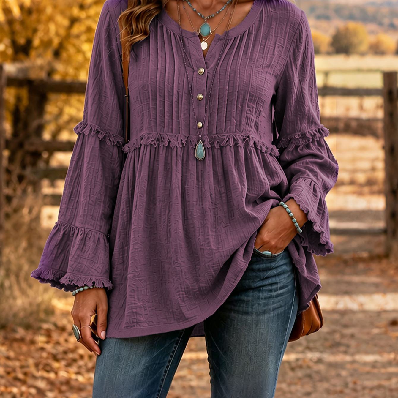 Lace-trimmed Loose-fit Shirt With Tassel Patchwork Top — foto 6