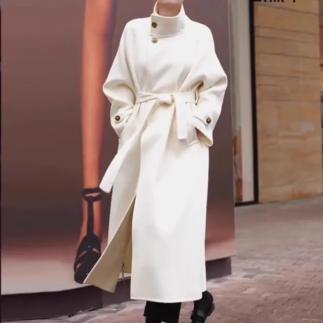 Black Chic Figure flattering Wool Coat For Women Apricot - Shop at LoveMi