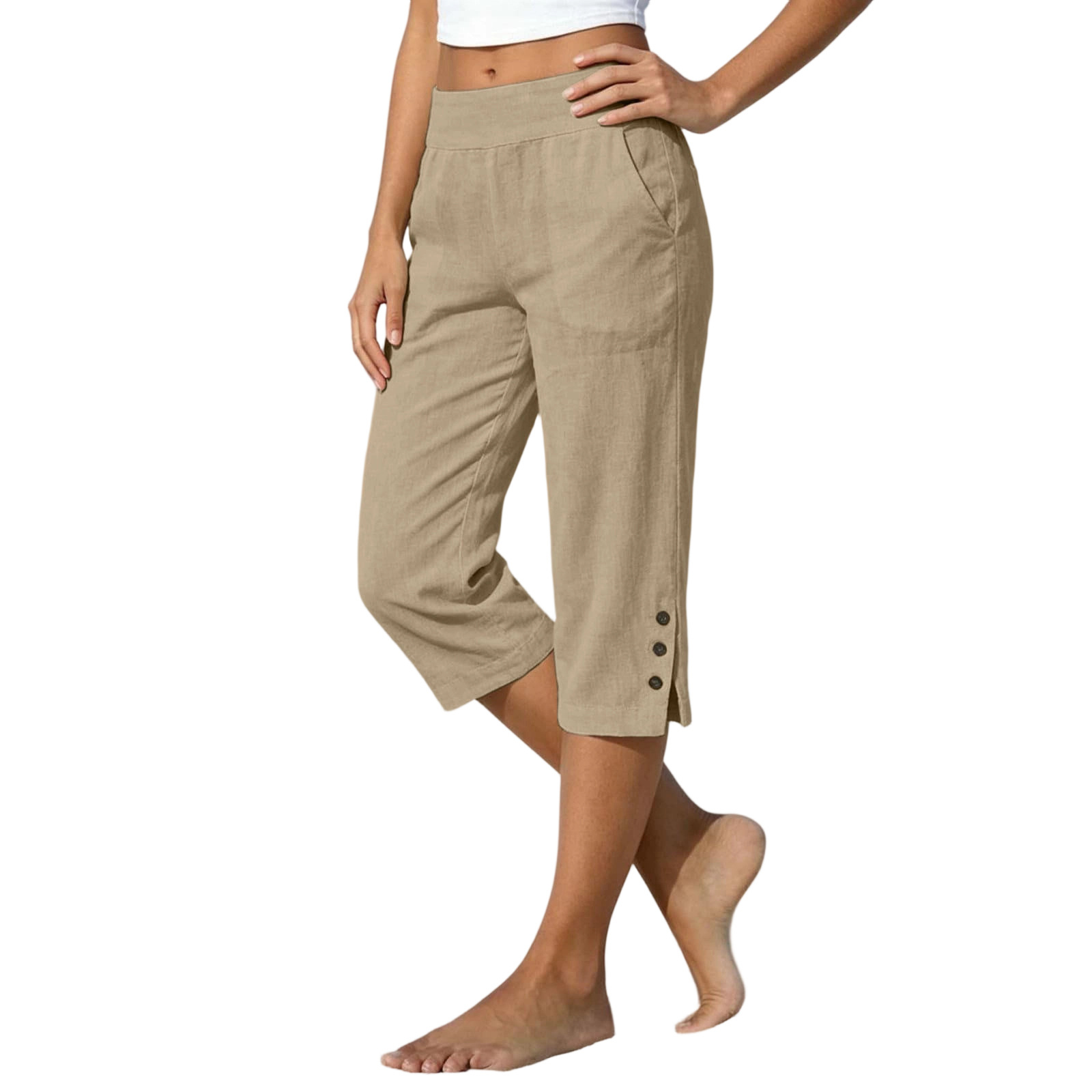 Women's straight-leg pants – size and fit reference on model