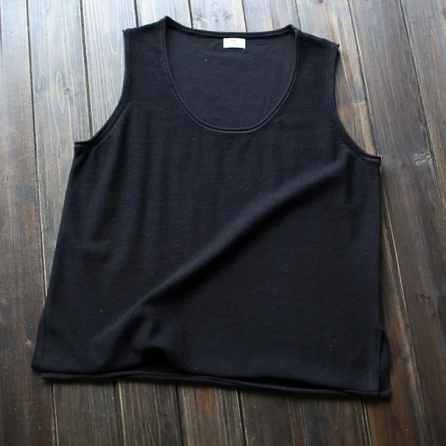 Round Neck Women's Loose Artistic Curling Distressed Vest Black - Shop at LoveMi