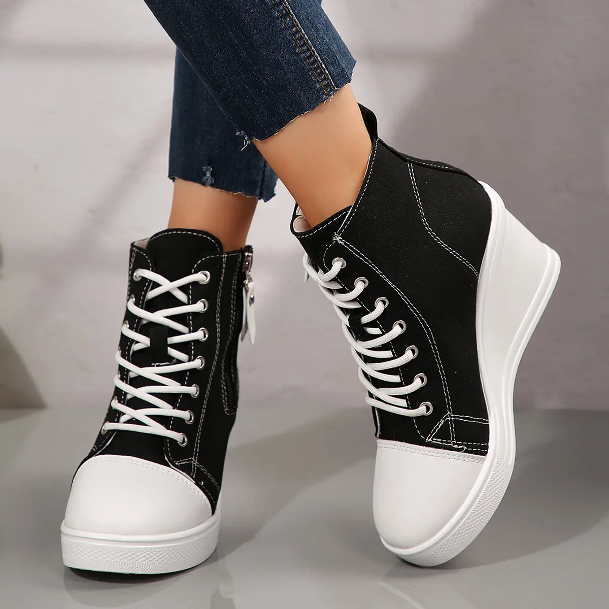 Women's Fashion Versatile High-top Casual Canvas Shoes