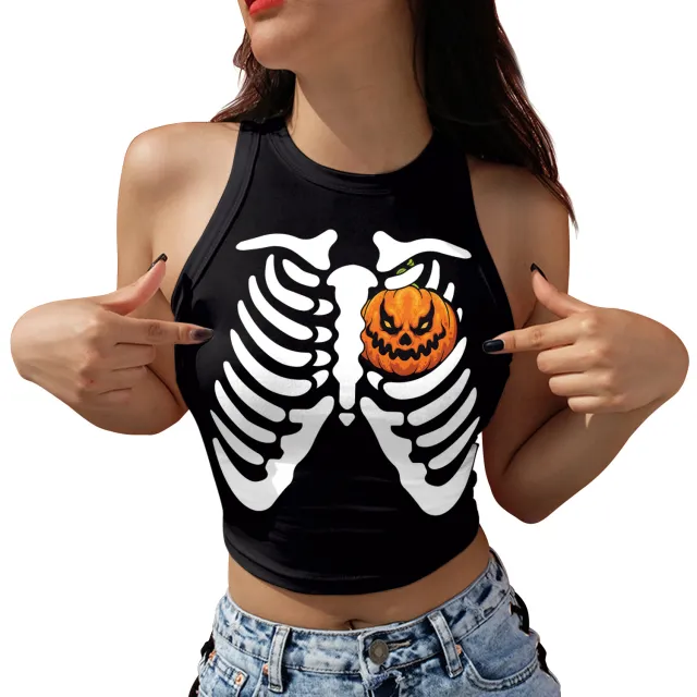 Skeleton Skull Digital Printing Vest Top For Women Ga123 1097 - Shop at LoveMi