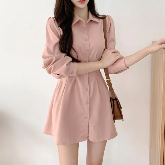 Long Sleeves Outerwear Small Character Bottoming Shirt Skirt Pink - Shop at LoveMi