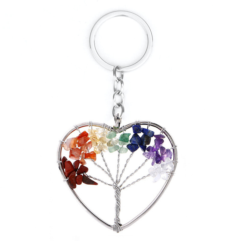 Title 7, 7 Colors Natural Crystal Gravel Tree of Life Ke...