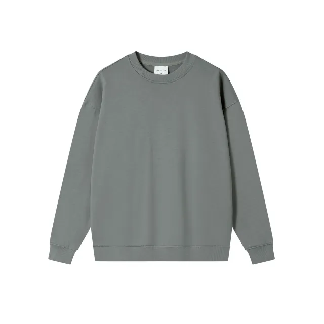 Autumn And Winter Loose Solid Color Drop Shoulder Round Neck Sweater For Women Rock Gray - Shop at LoveMi