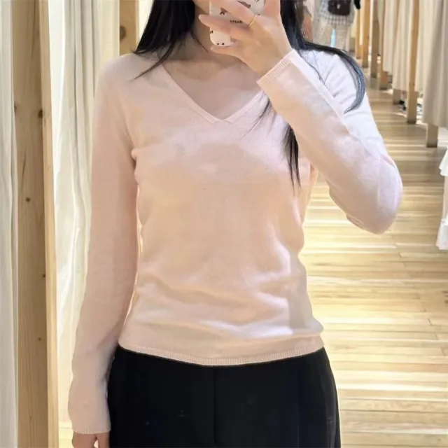 Autumn New Versatile Solid Color Slim Bottoming Shirt Sweater Light Pink - Shop at LoveMi